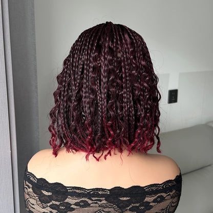 Short Braided Wig With Free Tress Box Braid Bob Wigs For Women's