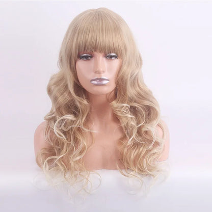 Wigs for Woman Wine Red Gold Curly Fashion Hairstyle High-temperature Silk Bar Appointment Festival Party Daily Wear Full Wig