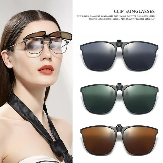 New Polarized Flip-up Sunglasses Clips Retro Big Size