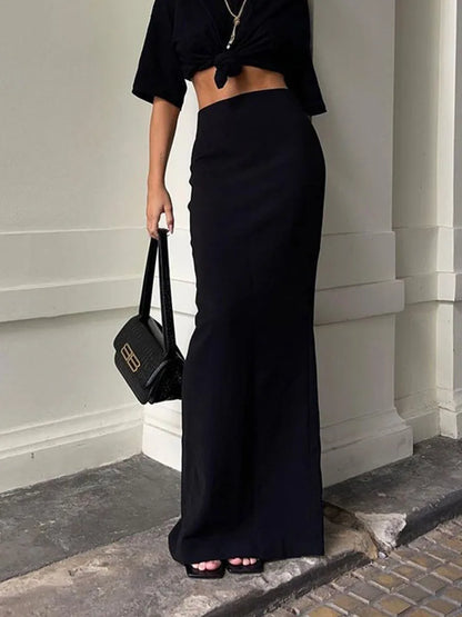 Fashion For Women Black Long Skirts High Waist Slim Seamless Elegant Ladies Gown