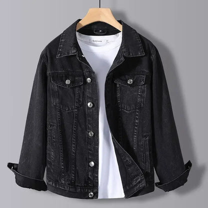 Men Black Autumn Denim Jackets Man High Quality Winter