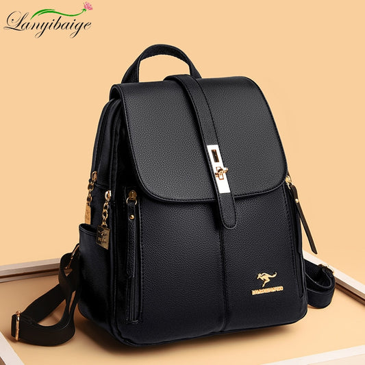 Women Large Capacity Backpack Purses High Quality Leather