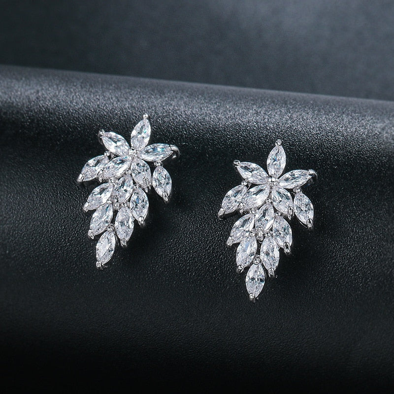 WEIMANJINGDIAN Shiny Marquise Leaf Cubic Zirconia