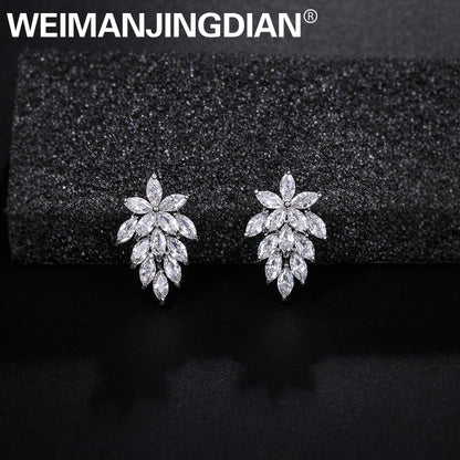 WEIMANJINGDIAN Shiny Marquise Leaf Cubic Zirconia