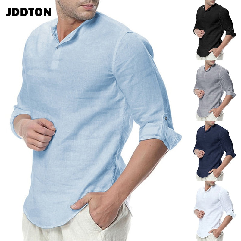 Men's Summer Long Sleeve Cotton Linen