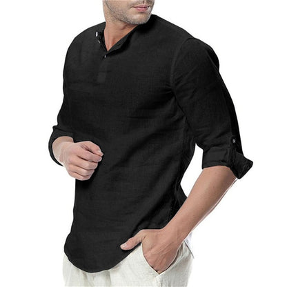 Men's Summer Long Sleeve Cotton Linen