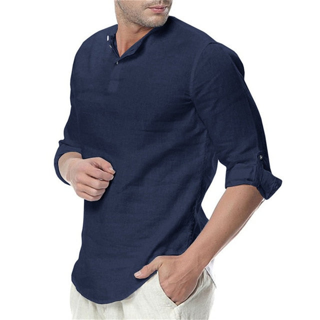 Men's Summer Long Sleeve Cotton Linen