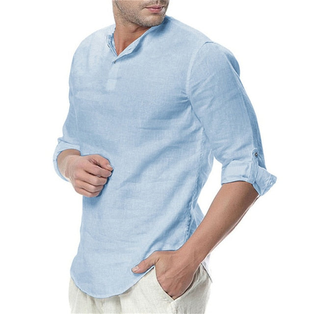 Men's Summer Long Sleeve Cotton Linen