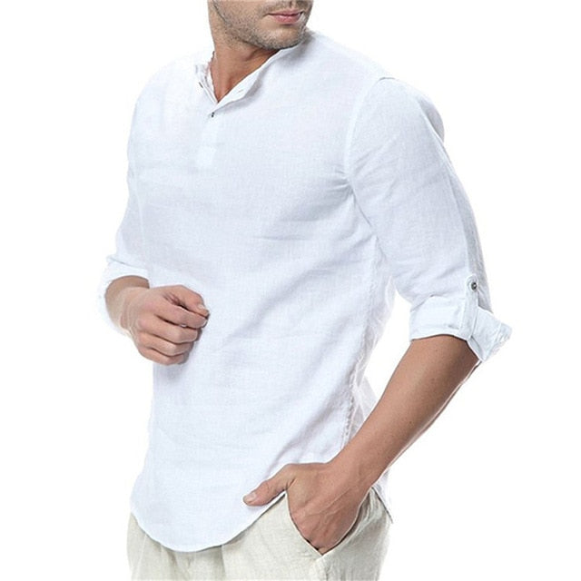 Men's Summer Long Sleeve Cotton Linen