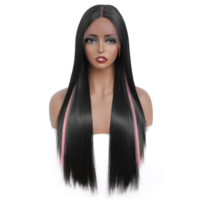 Yaki Straight Synthetic Lace Front Wigs For Women