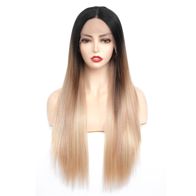 Yaki Straight Synthetic Lace Front Wigs For Women